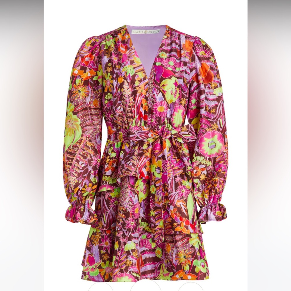 MARIE OLIVER Umbra taffeta dress in  Firefly Floral Size Small